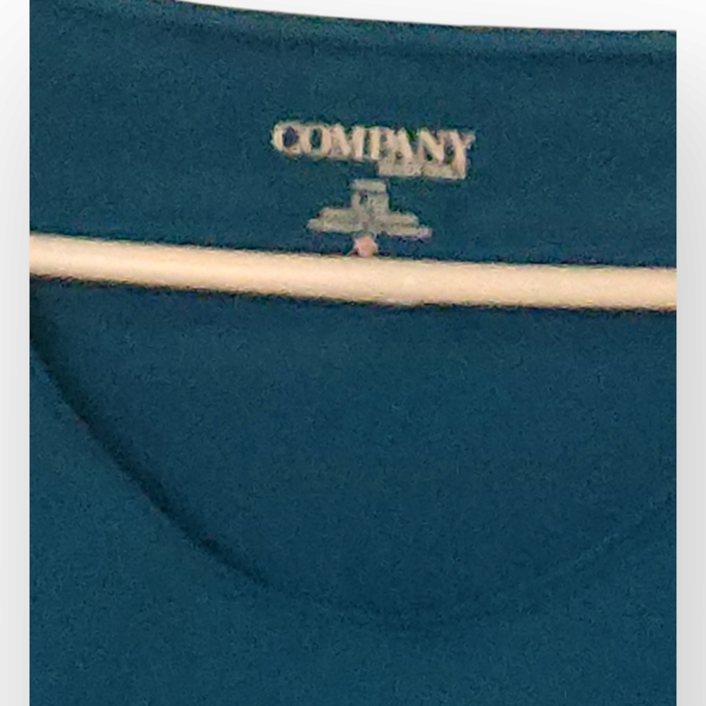 COMPANY ELLEN TRACY WOMENS LARGE BLUE SCOOP NECK SHIRT - Picture 2 of 5